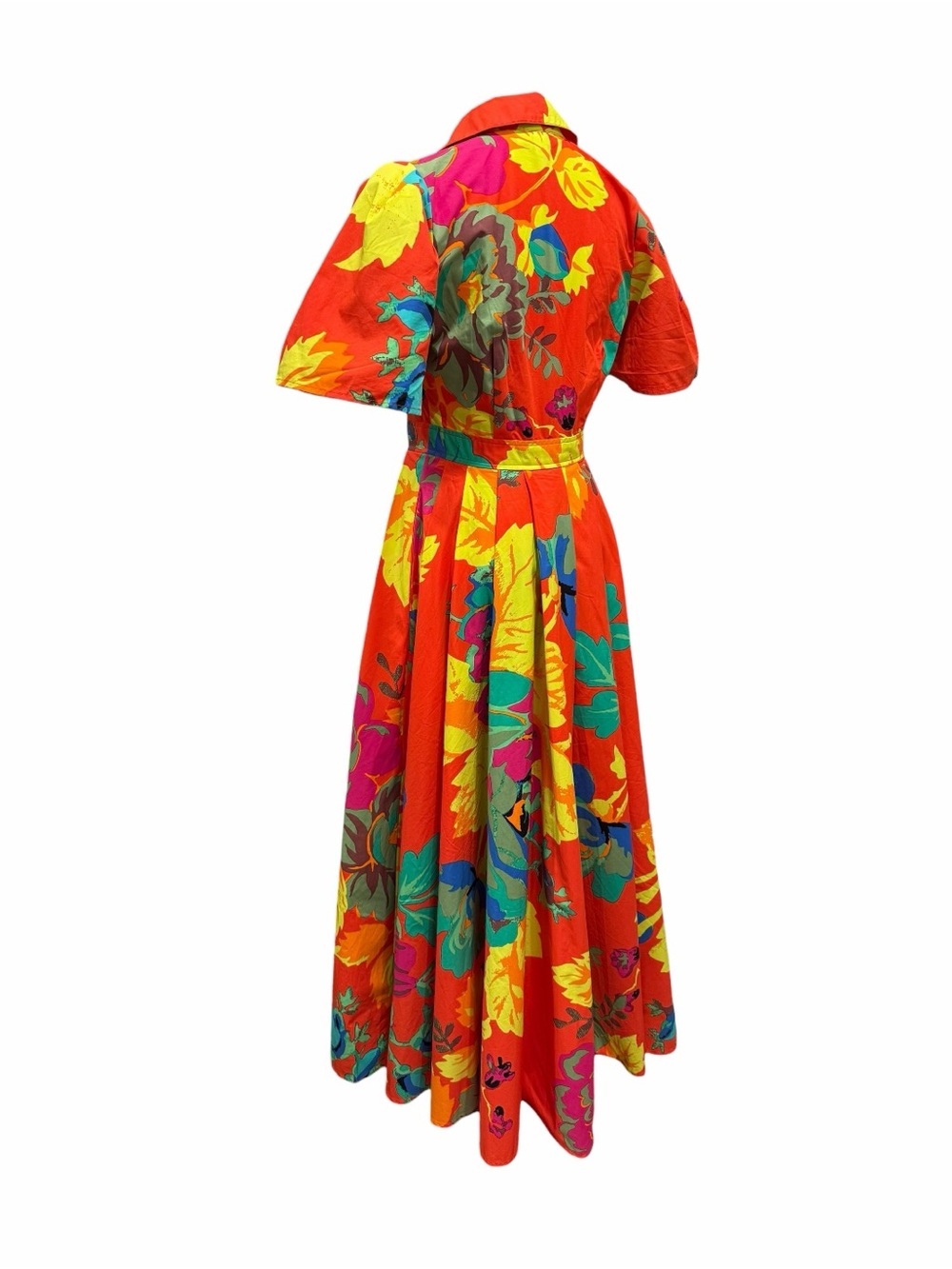 CHRISTOPHER JOHN ROGERS ✘ Target Red Floral Belted Shirt Dress Cotton Midi, S 0 - Picture 4 of 11